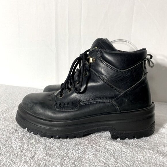 Terra Black Leather Lace Up Oil & Acid Resistant Protective Ankle Boots 8.5 - Picture 4 of 15